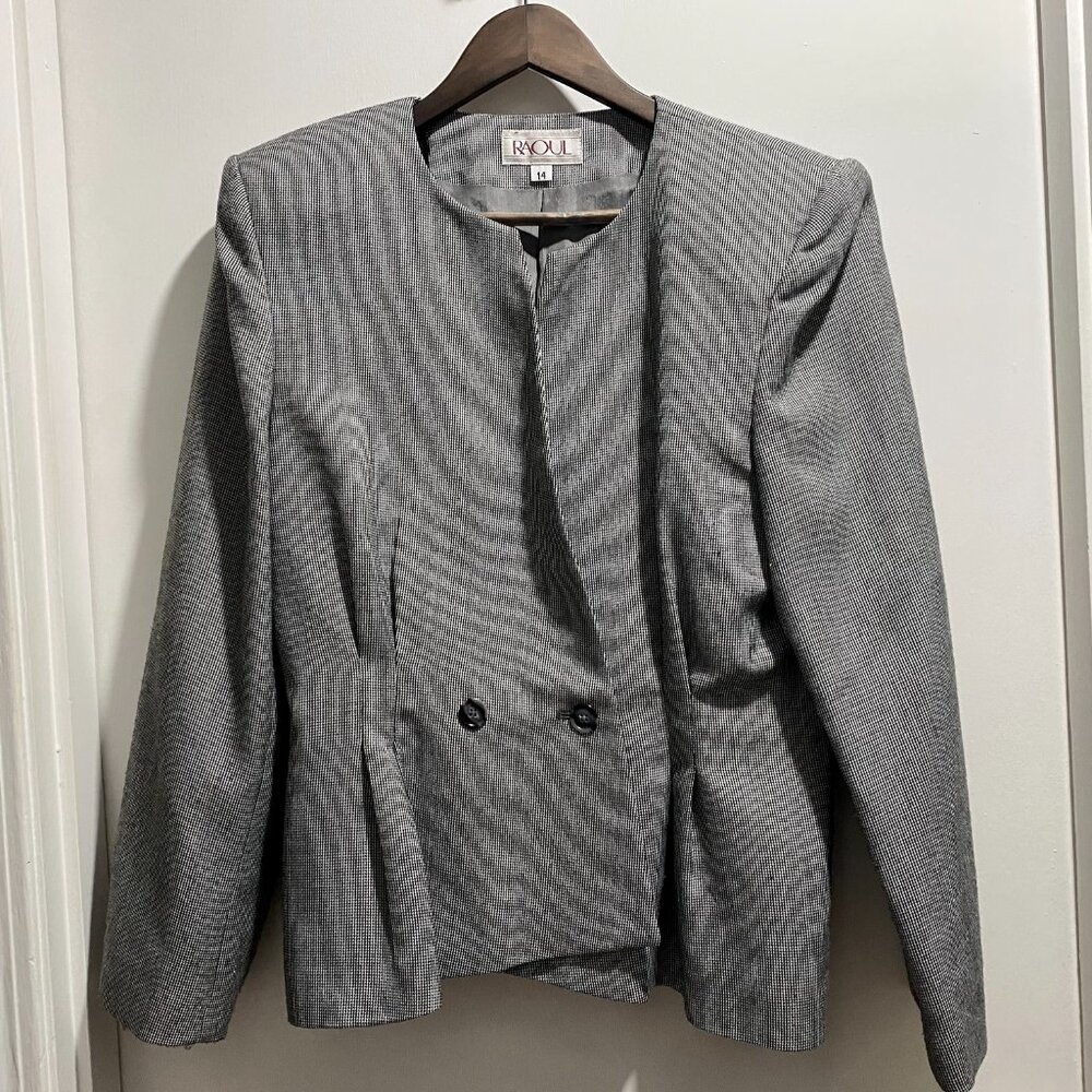 Vint. RAOUL Hourglass X Silhouette Padded Shoulder 80s Heritage Preppy Blazer 12